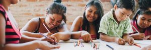 A group of children drawing