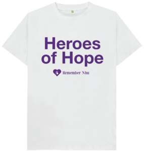 Image of a White T-Shirt with the words 'Heroes of Hope